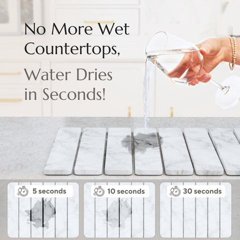 Stone Drying Mat for Kitchen Counter - Collapsible Diatomaceous Earth Dish Drying Stone - Fast Absorbent Stone Dish Drying Mat for Dishes, Pots, Plants