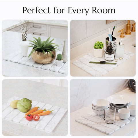 Stone Drying Mat for Kitchen Counter - Collapsible Diatomaceous Earth Dish Drying Stone - Fast Absorbent Stone Dish Drying Mat for Dishes, Pots, Plants