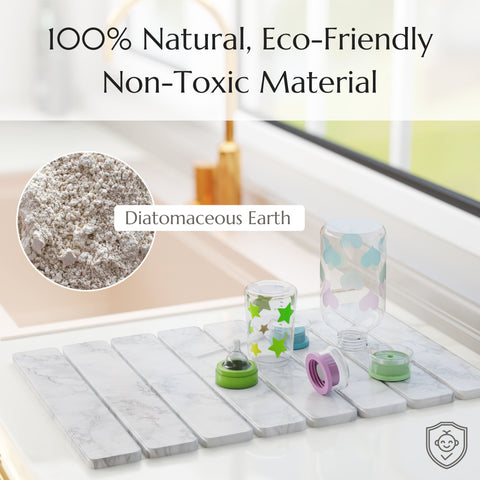 Stone Drying Mat for Kitchen Counter - Collapsible Diatomaceous Earth Dish Drying Stone - Fast Absorbent Stone Dish Drying Mat for Dishes, Pots, Plants