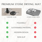 Stone dish mat marble Comparison chart of a premium stone drying mat with features and benefits listed.